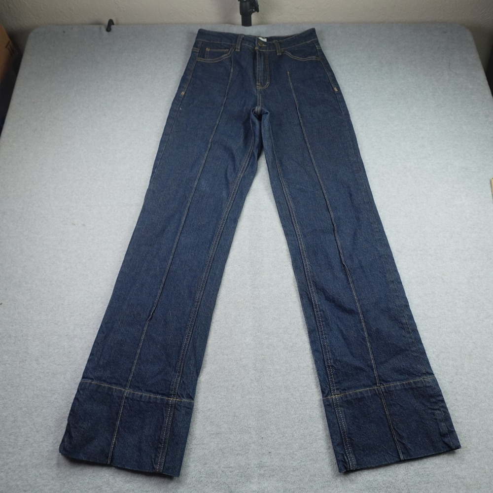 Habitual Jeans Womens 0/25 Blue Wide Leg Denim Front Seam High Rise